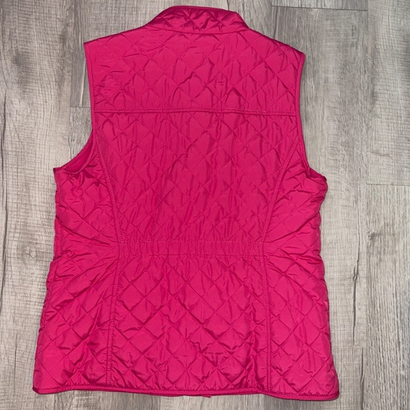 Talbots Hot Pink Quilted Fleece Lined Button Up Vest Size Small - Picture 6 of 6